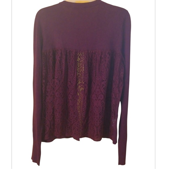 NWT Ann Taylor LOFT Maroon Lace Back Cardigan Sweater Women’s Size M $69.50 MSRP - Picture 2 of 5
